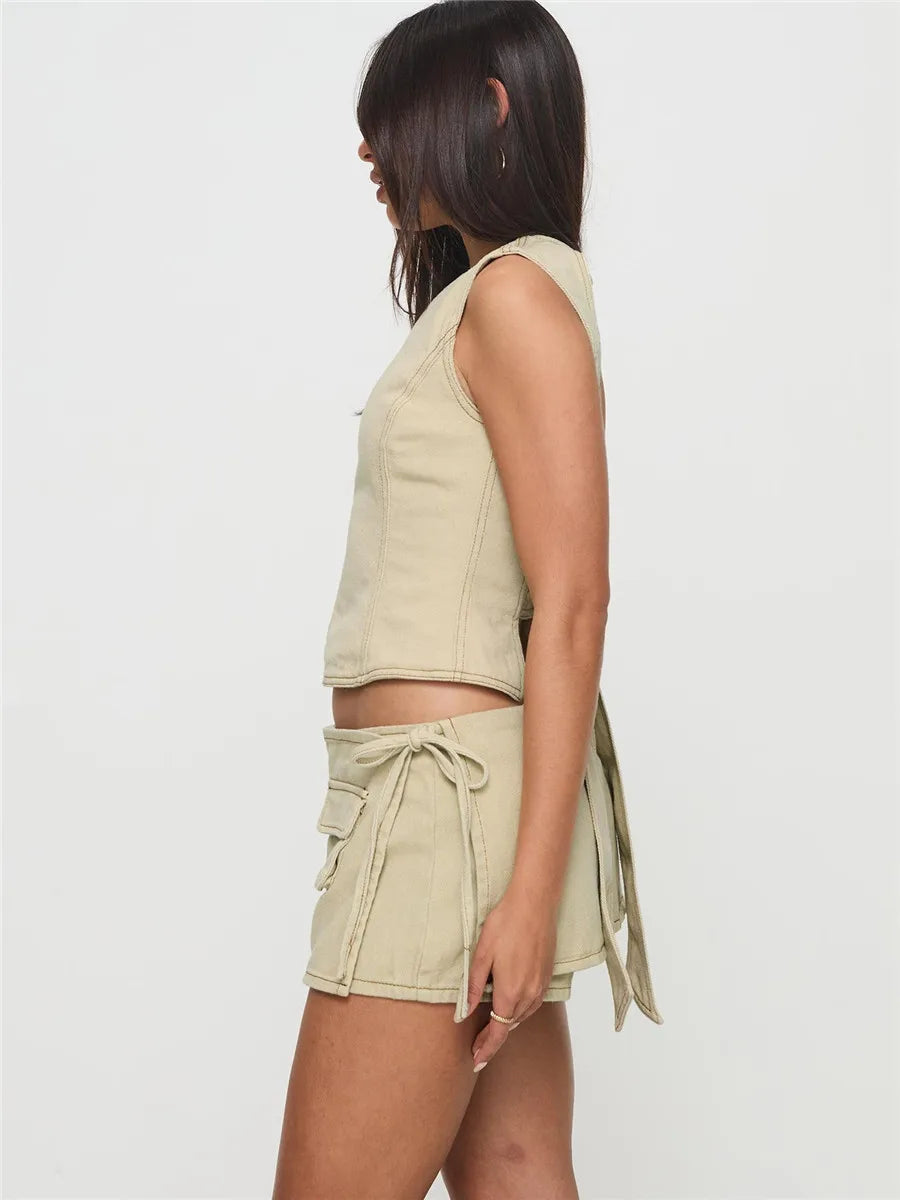 Mini Pocket Skirt - Cotton Blend - Casual Style - Women's Everyday Wear - Available in Multiple Sizes