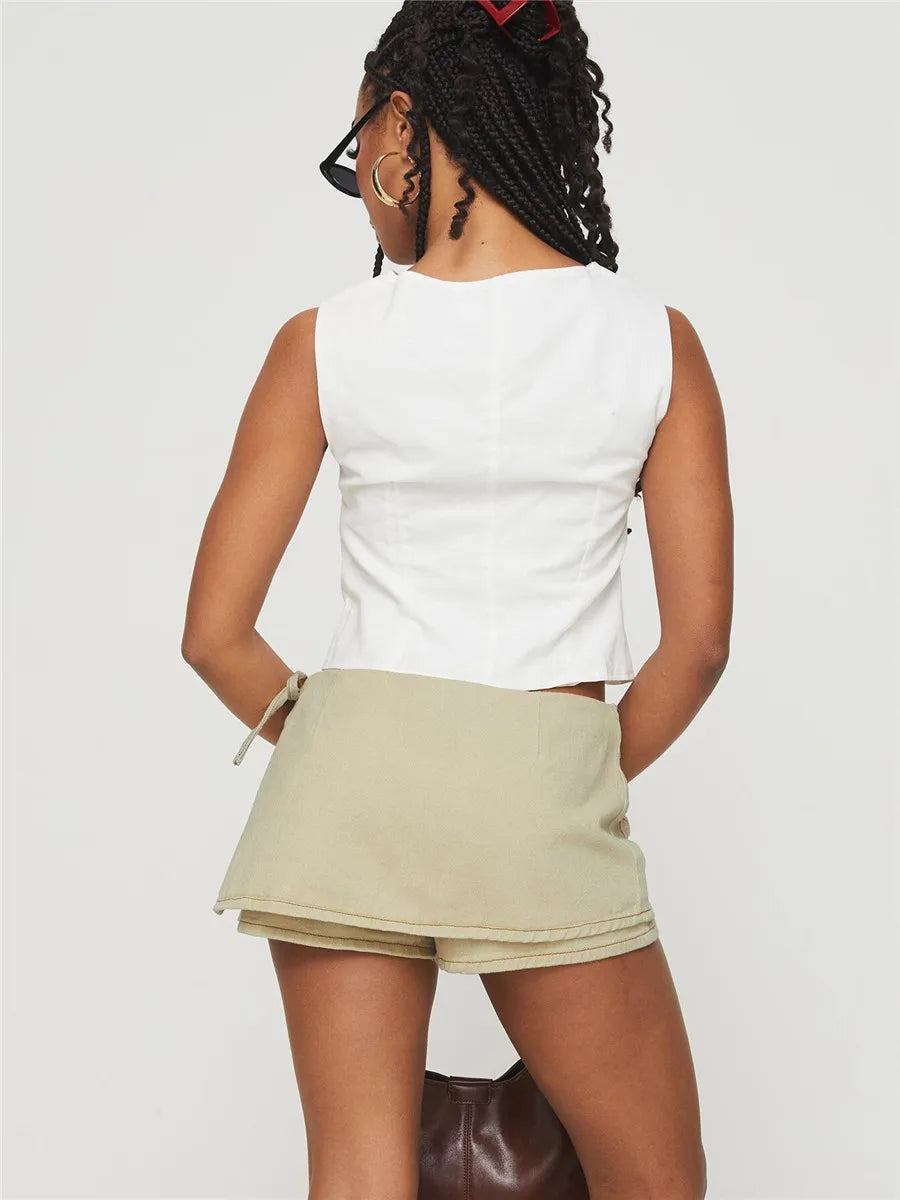 Mini Pocket Skirt - Cotton Blend - Casual Style - Women's Everyday Wear - Available in Multiple Sizes