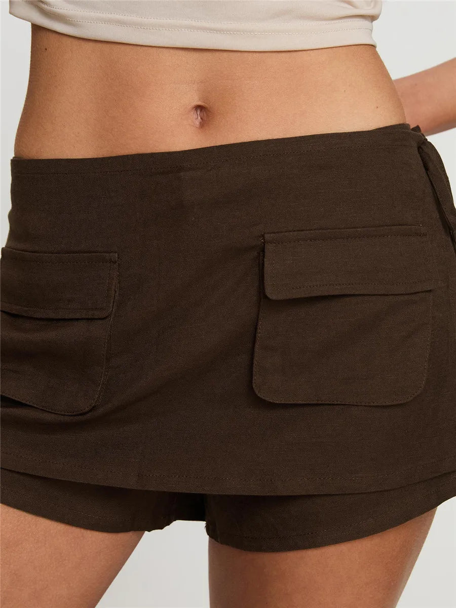 Mini Pocket Skirt - Cotton Blend - Casual Style - Women's Everyday Wear - Available in Multiple Sizes