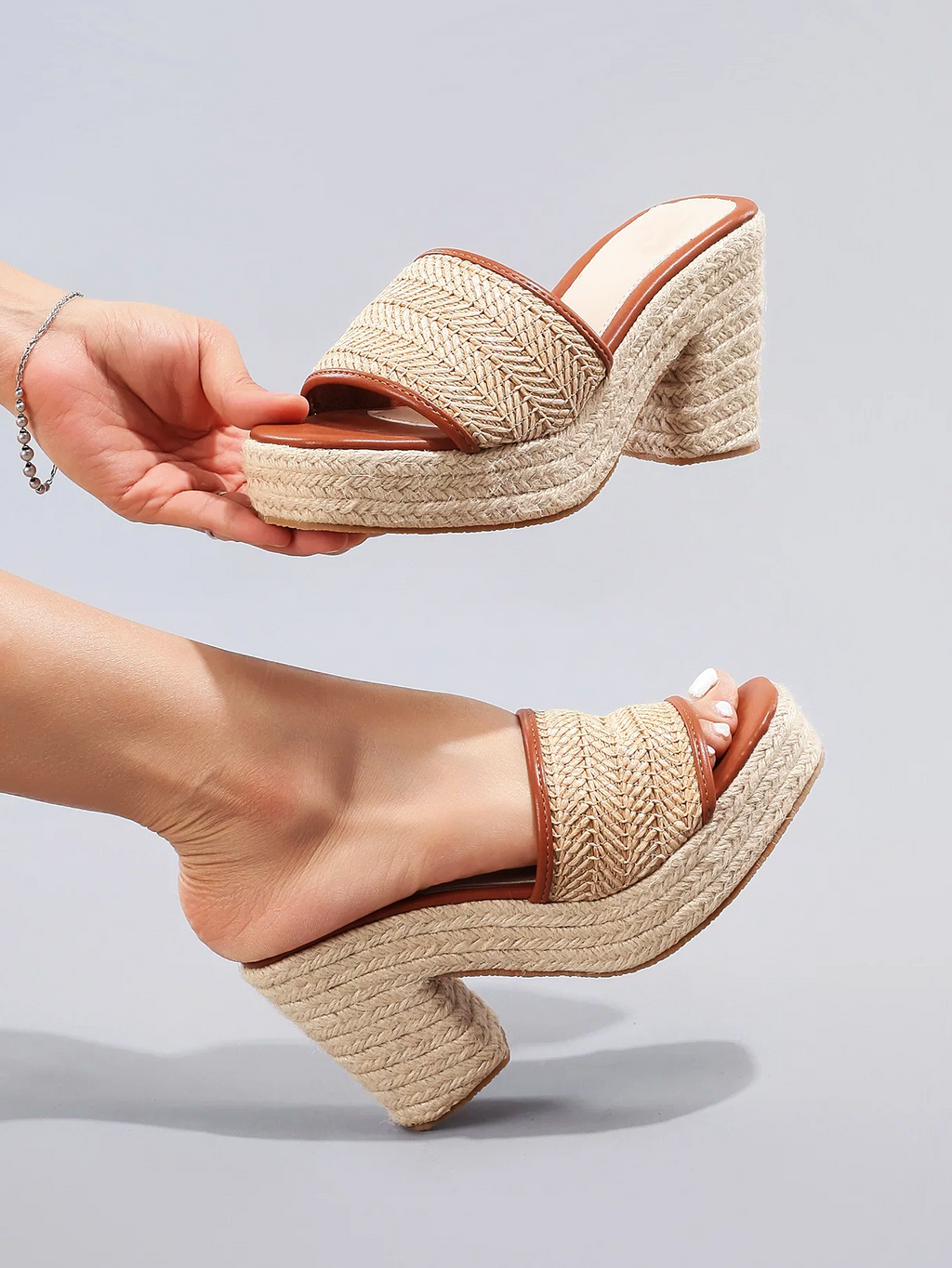Natural Woven Heels for Women - Eco-Friendly Material, Stylish Design for Casual or Dressy Occasions