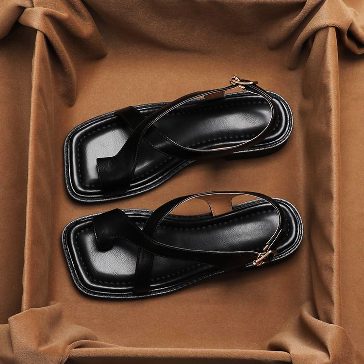 Italian Leather Cross Strap Sandals for Women - Comfortable Summer Footwear in Stylish Design