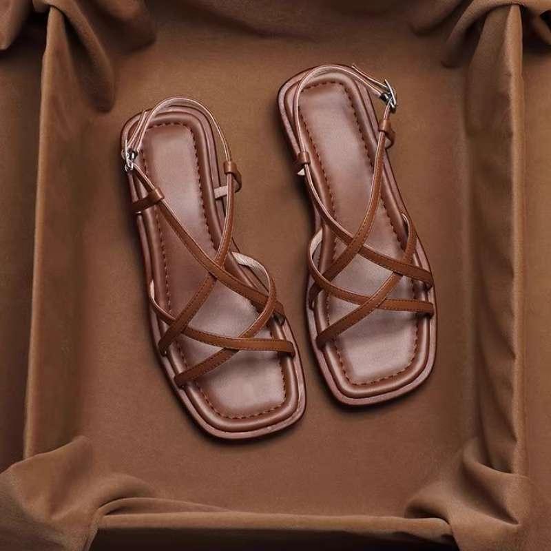 Italian Leather Strap Sandals for Women - Comfortable Summer Footwear with Adjustable Straps and Stylish Design