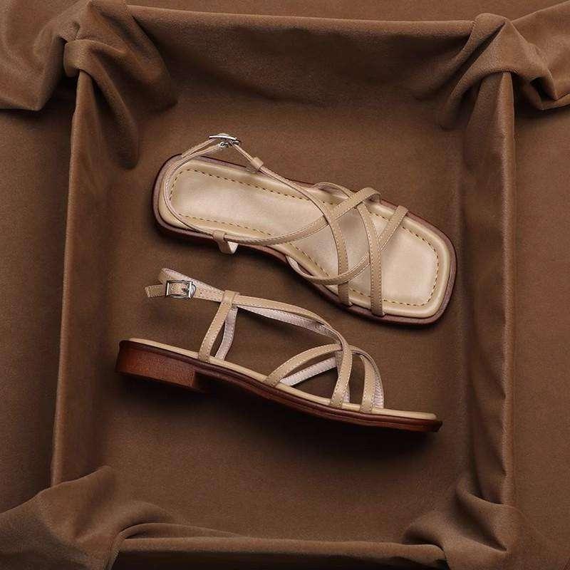 Italian Leather Strap Sandals for Women - Comfortable Summer Footwear with Adjustable Straps and Stylish Design