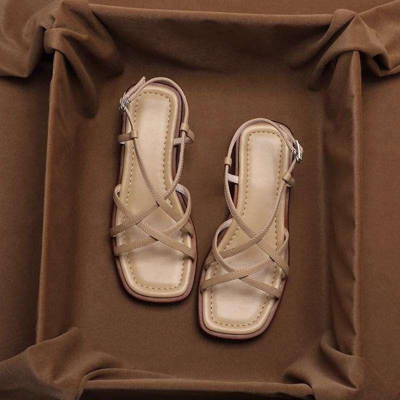 Italian Leather Strap Sandals for Women - Comfortable Summer Footwear with Adjustable Straps and Stylish Design