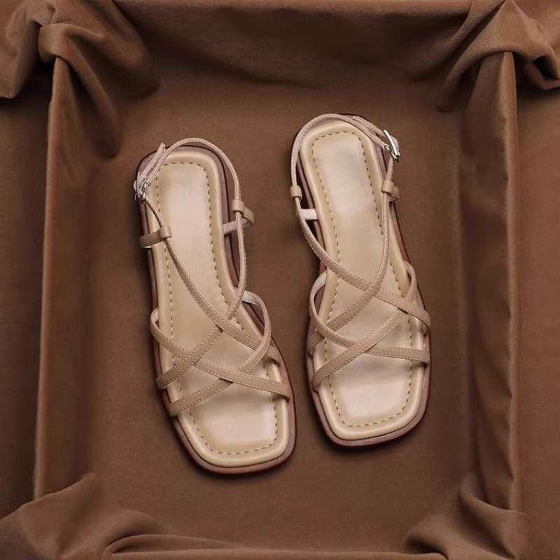 Italian Leather Strap Sandals for Women - Comfortable Summer Footwear with Adjustable Straps and Stylish Design