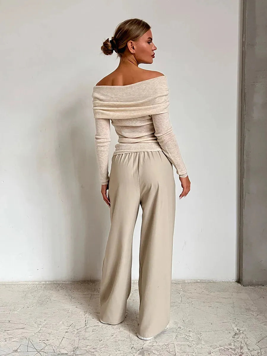 Off-Shoulder Knit Top for Women - Soft Fabric, Casual Style, Perfect for Everyday Wear and Outings