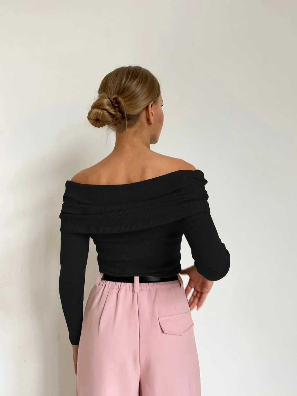 Off-Shoulder Knit Top for Women - Soft Fabric, Casual Style, Perfect for Everyday Wear and Outings