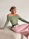 Off-Shoulder Knit Top for Women - Soft Fabric, Casual Style, Perfect for Everyday Wear and Outings