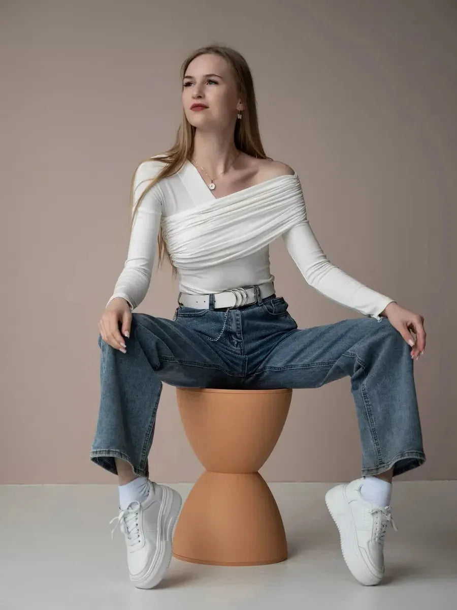 Off-Shoulder Women's Top - Lightweight Fabric - Casual Chic Style - Perfect for Summer Outings and Events