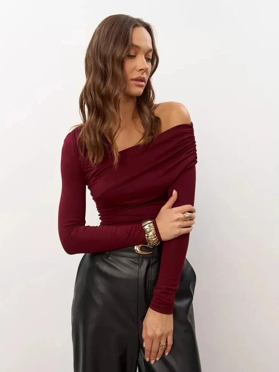 Off-Shoulder Women's Top - Lightweight Fabric - Casual Chic Style - Perfect for Summer Outings and Events