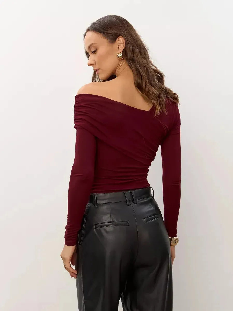 Off-Shoulder Women's Top - Lightweight Fabric - Casual Chic Style - Perfect for Summer Outings and Events