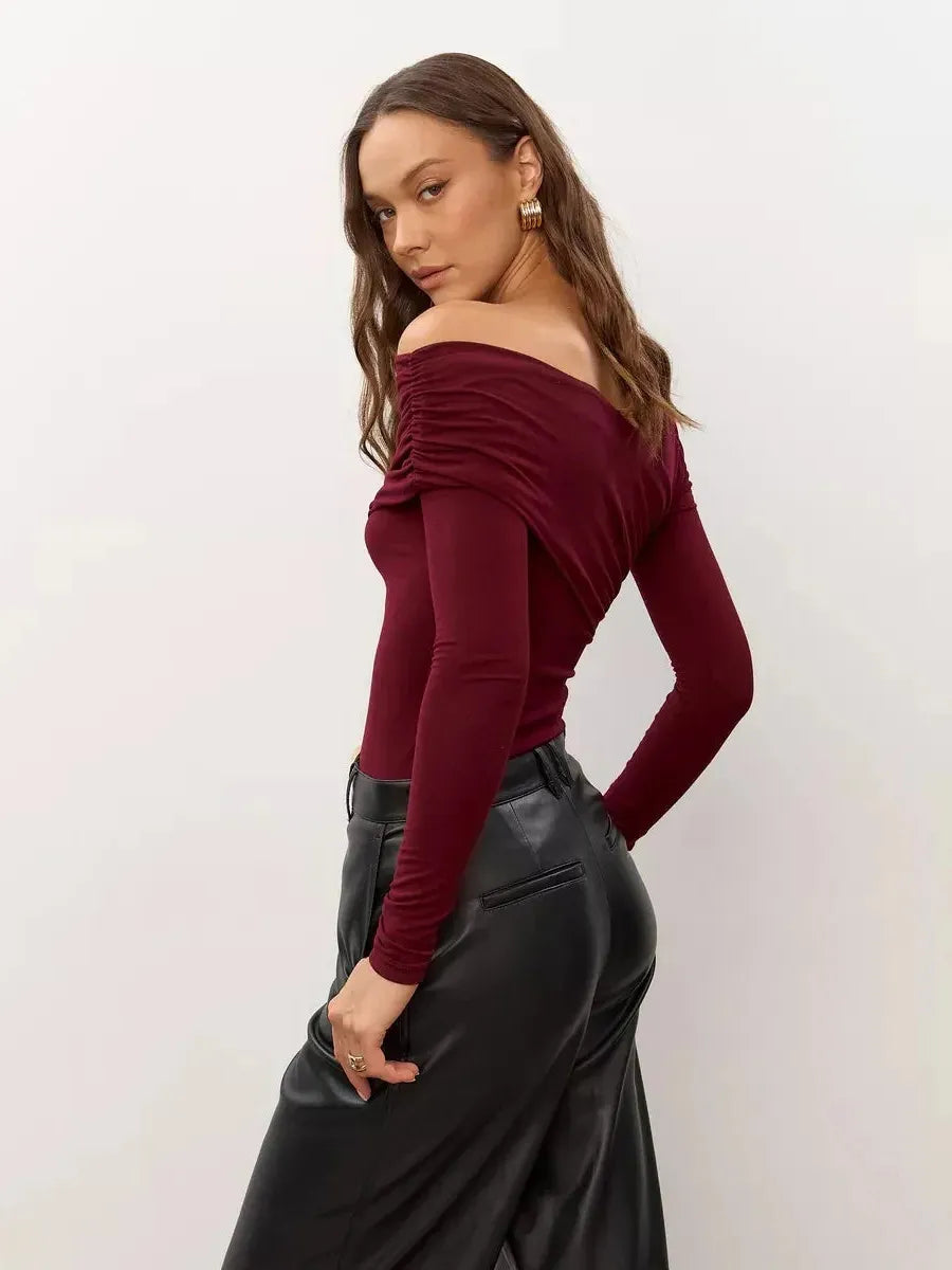 Off-Shoulder Women's Top - Lightweight Fabric - Casual Chic Style - Perfect for Summer Outings and Events