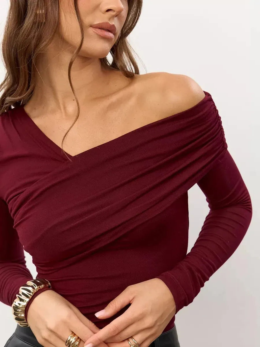 Off-Shoulder Women's Top - Lightweight Fabric - Casual Chic Style - Perfect for Summer Outings and Events