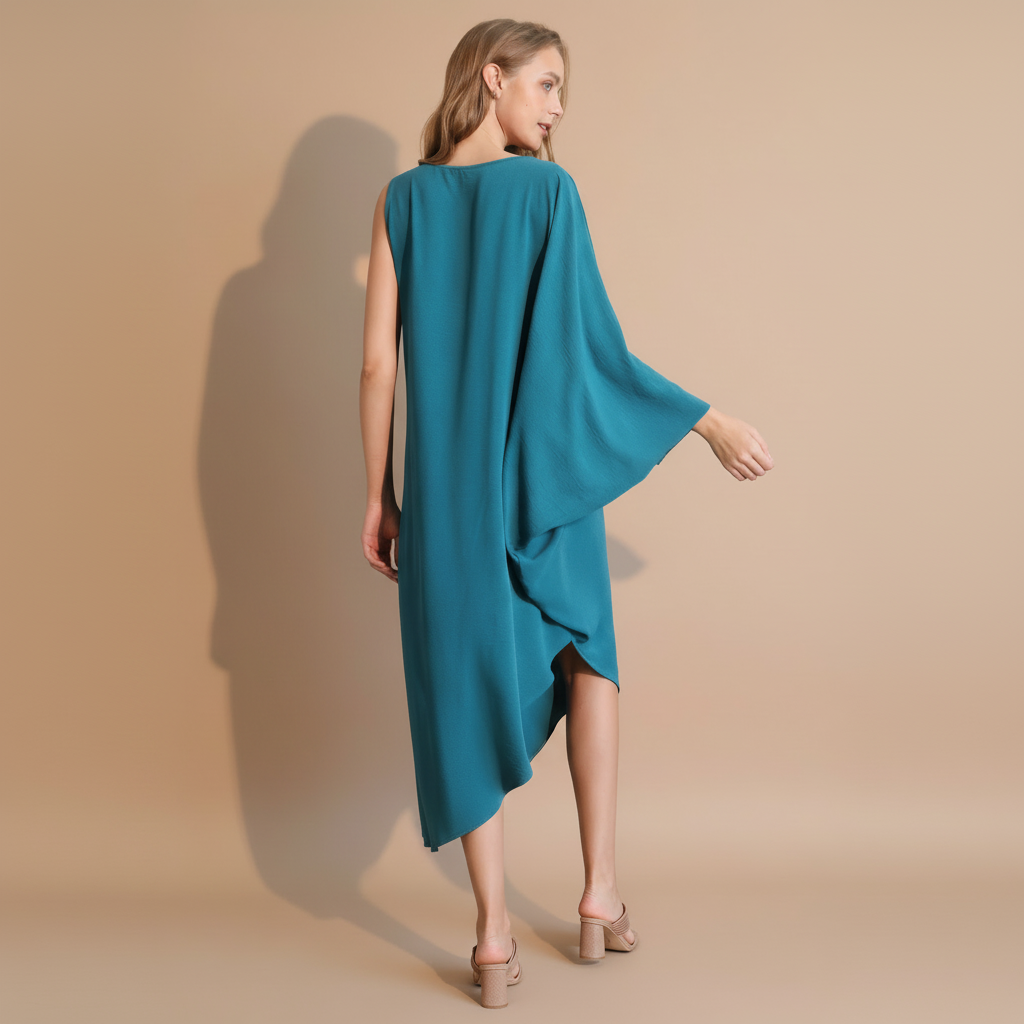 One-Sleeve Matte Crepe Dress for Women - Elegant Evening Wear, Cocktail Party, or Special Occasion