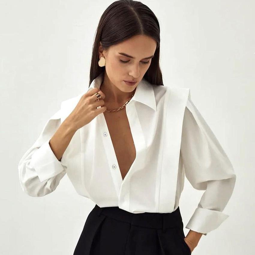 Organic Cotton Women's Classic Blouse - Formal Style for Office and Events