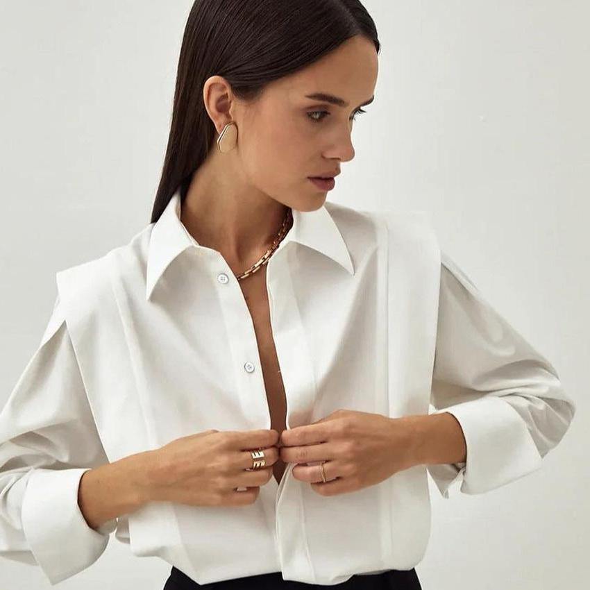 Organic Cotton Women's Classic Blouse - Formal Style for Office and Events
