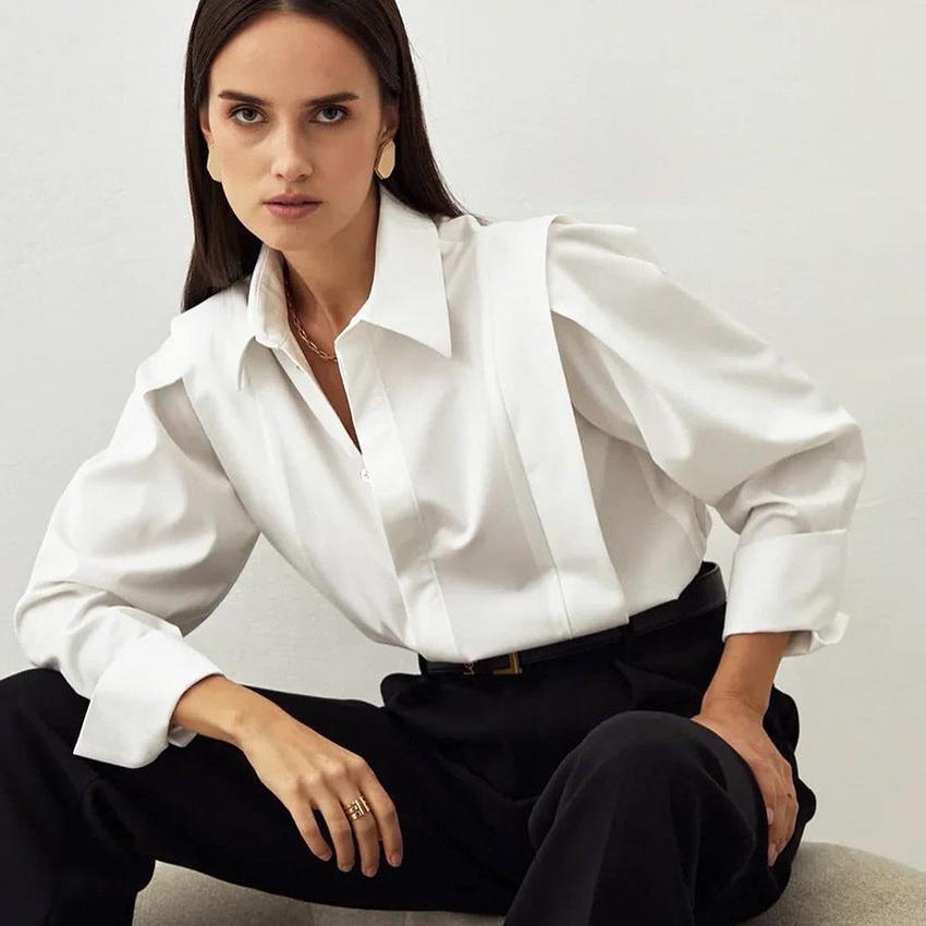 Organic Cotton Women's Classic Blouse - Formal Style for Office and Events