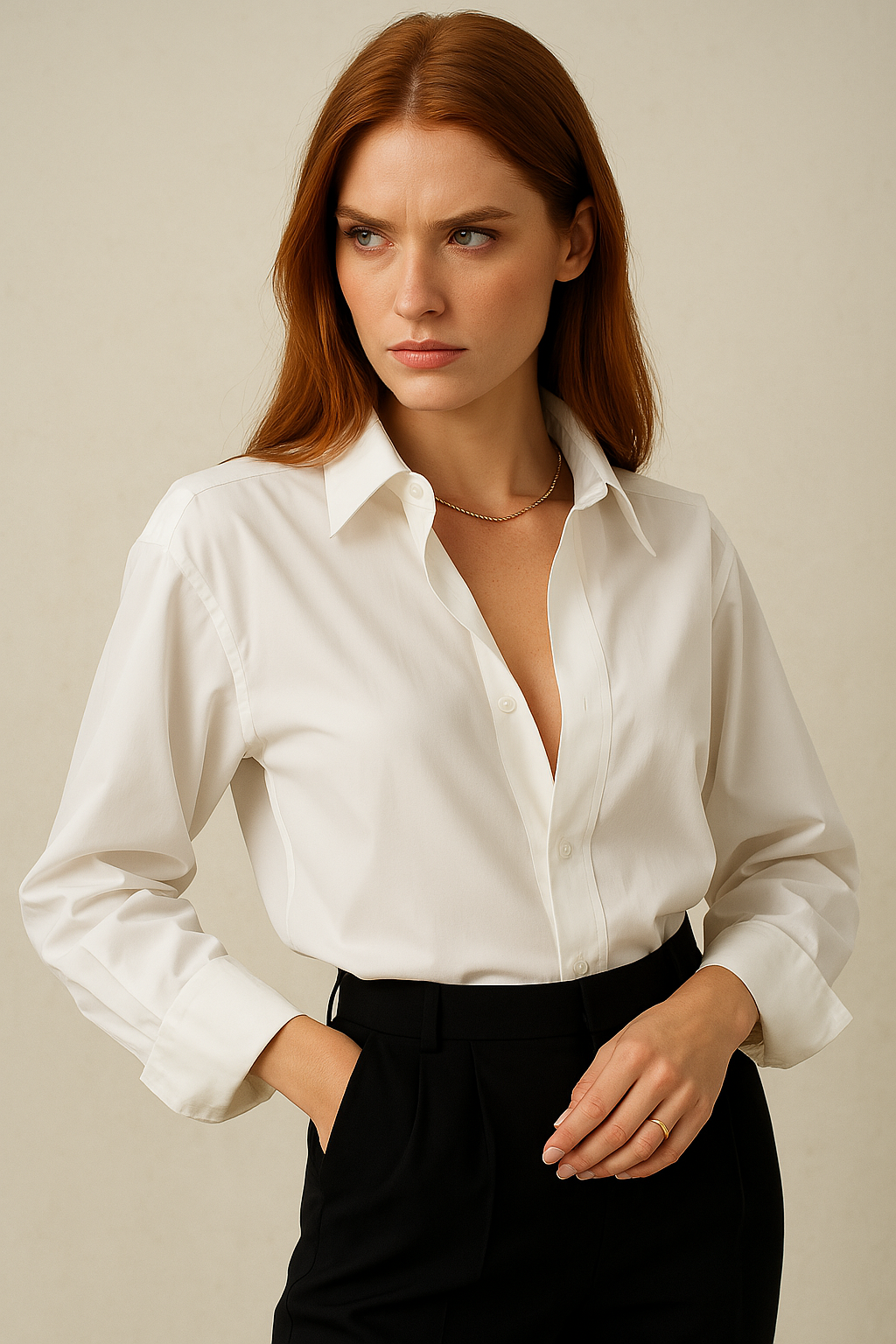 Organic Cotton Women's Classic Blouse - Formal Style for Office and Events