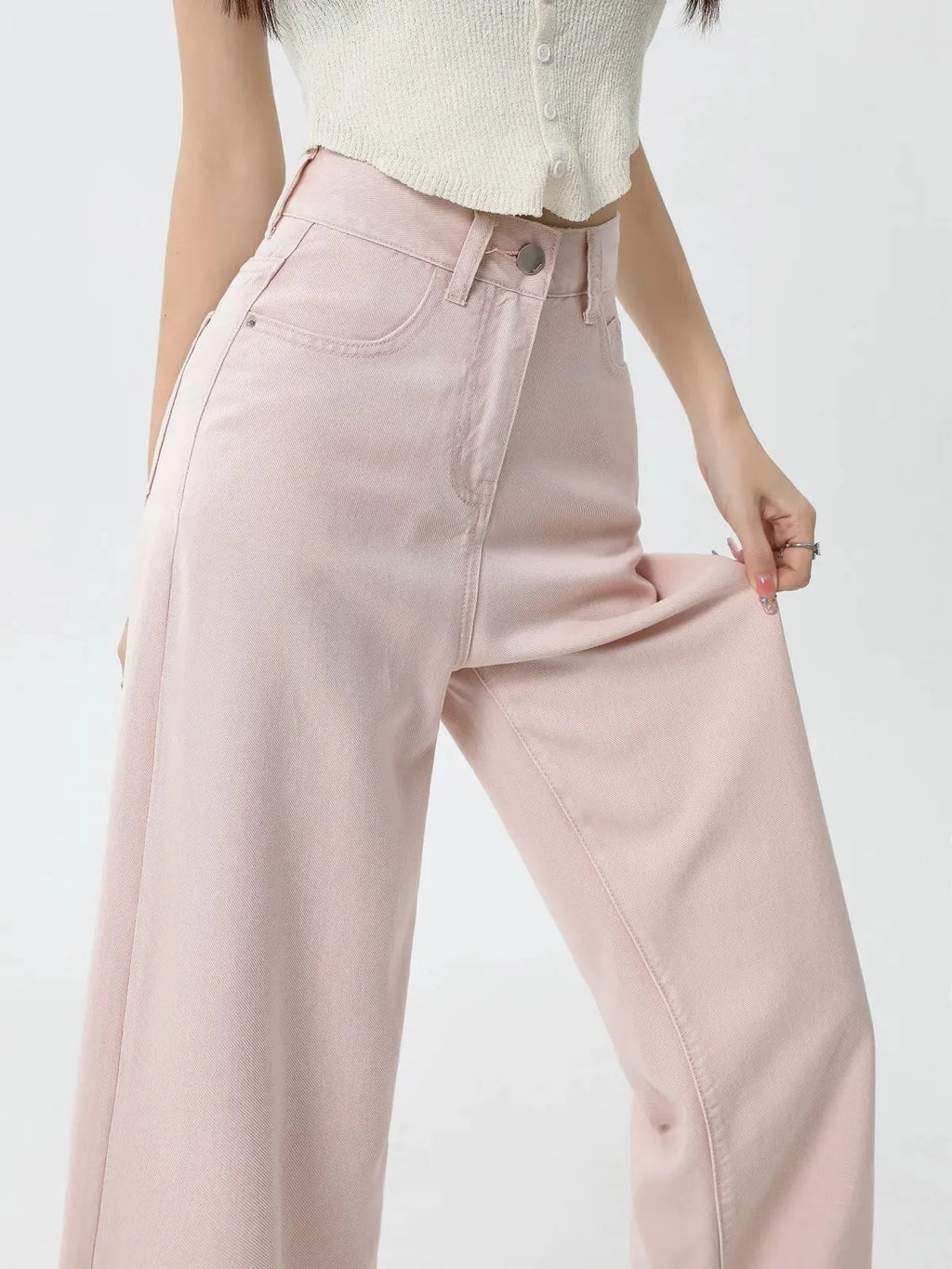 Pink Denim Jeans for Women - Casual Fit, Versatile Everyday Wear, Stylish and Comfortable