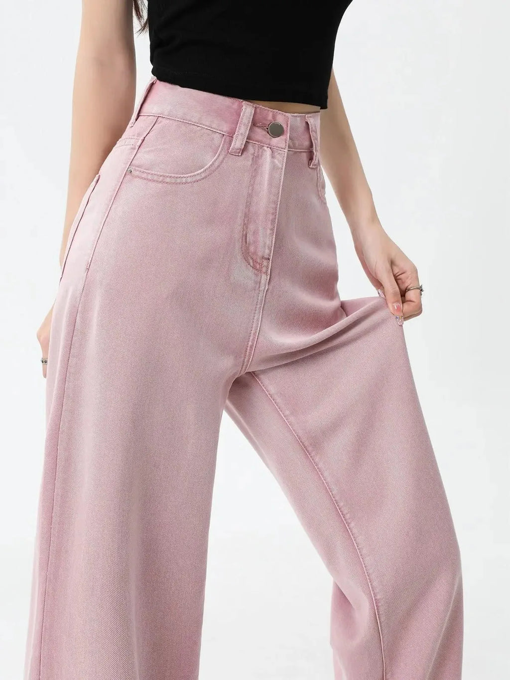 Pink Denim Jeans for Women - Casual Fit, Versatile Everyday Wear, Stylish and Comfortable