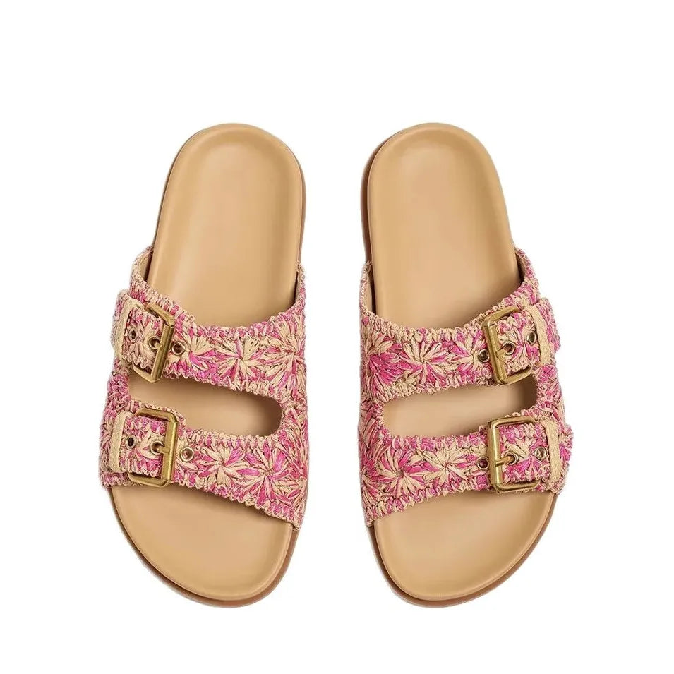 Positano Buckle Sandal - Leather Strappy Design - Casual Footwear for Summer - Available in Multiple Colors