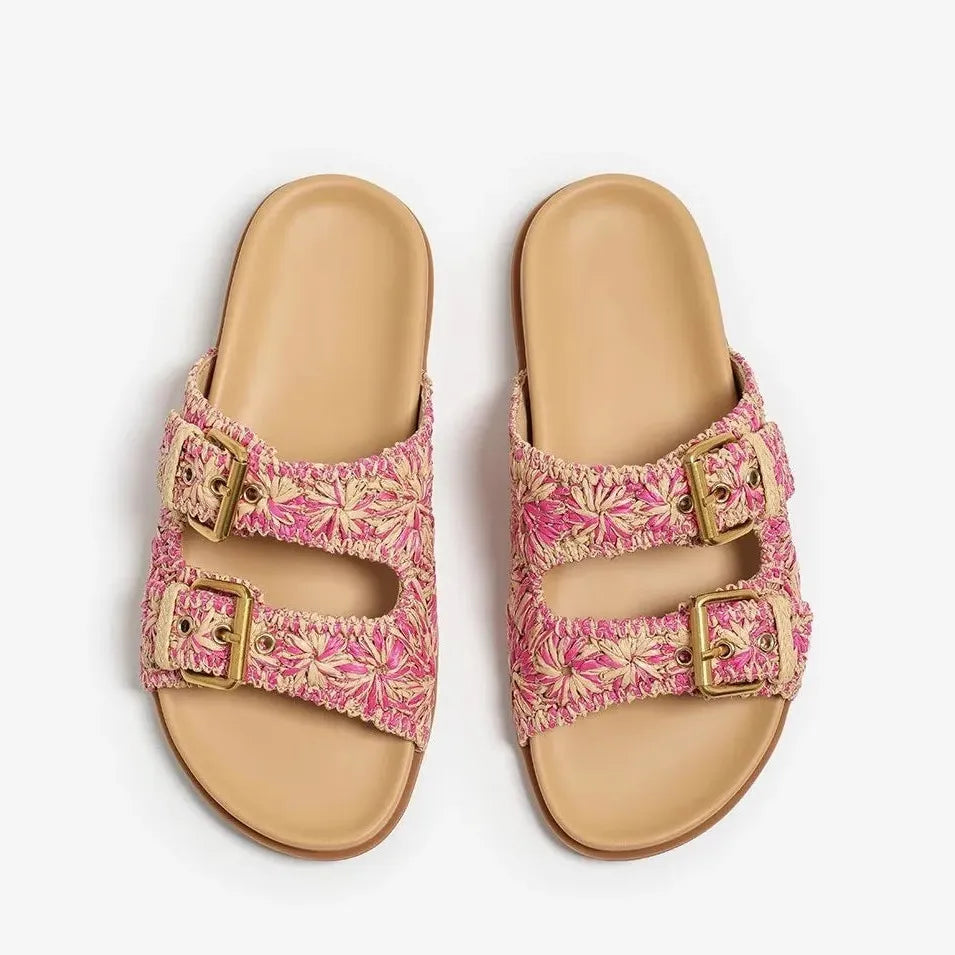 Positano Buckle Sandal - Leather Strappy Design - Casual Footwear for Summer - Available in Multiple Colors