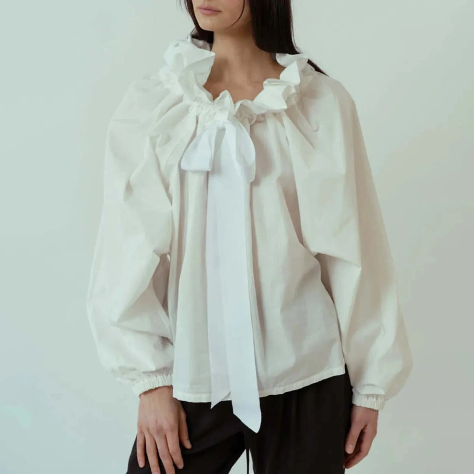 Puffed Cotton Blouse for Women - Lightweight, Casual Style - Perfect for Everyday Wear and Spring Outfits