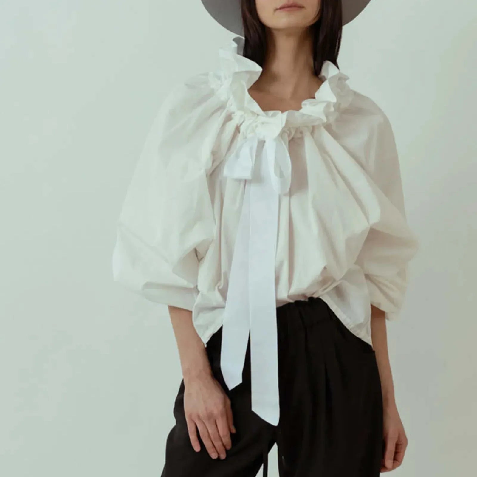 Puffed Cotton Blouse for Women - Lightweight, Casual Style - Perfect for Everyday Wear and Spring Outfits