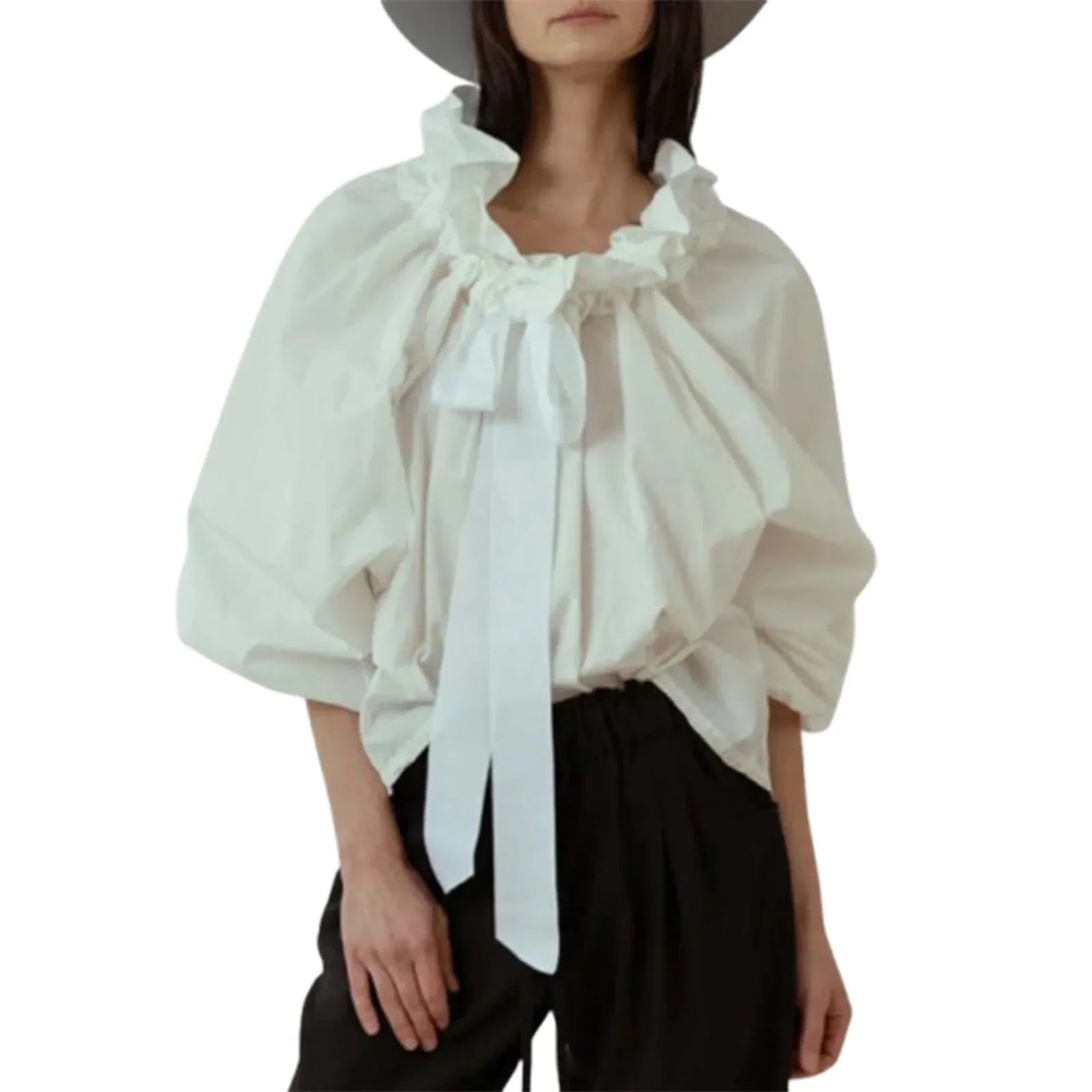 Puffed Cotton Blouse for Women - Lightweight, Casual Style - Perfect for Everyday Wear and Spring Outfits