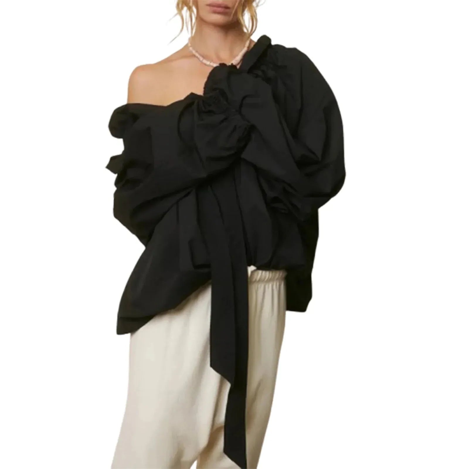 Puffed Cotton Blouse for Women - Lightweight, Casual Style - Perfect for Everyday Wear and Spring Outfits