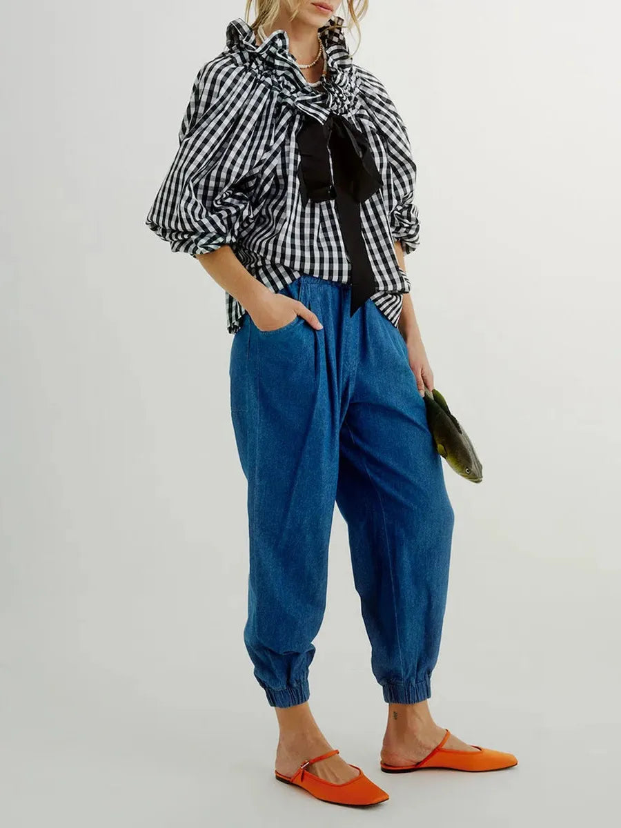 Puffed Cotton Blouse for Women - Lightweight, Casual Style - Perfect for Everyday Wear and Spring Outfits