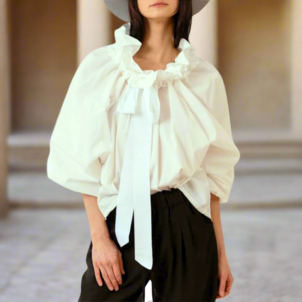 Puffed Cotton Blouse for Women - Lightweight, Casual Style - Perfect for Everyday Wear and Spring Outfits