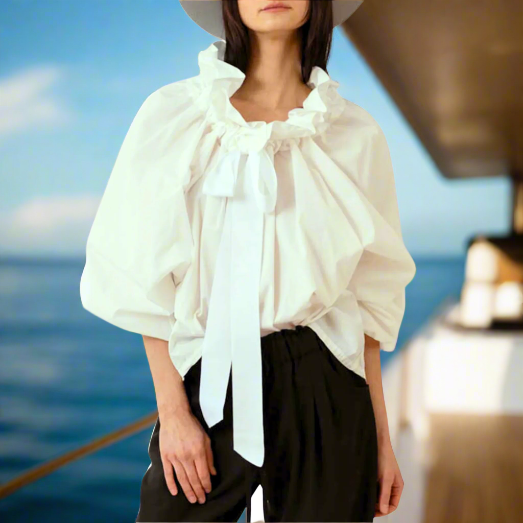 Puffed Cotton Blouse for Women - Lightweight, Casual Style - Perfect for Everyday Wear and Spring Outfits