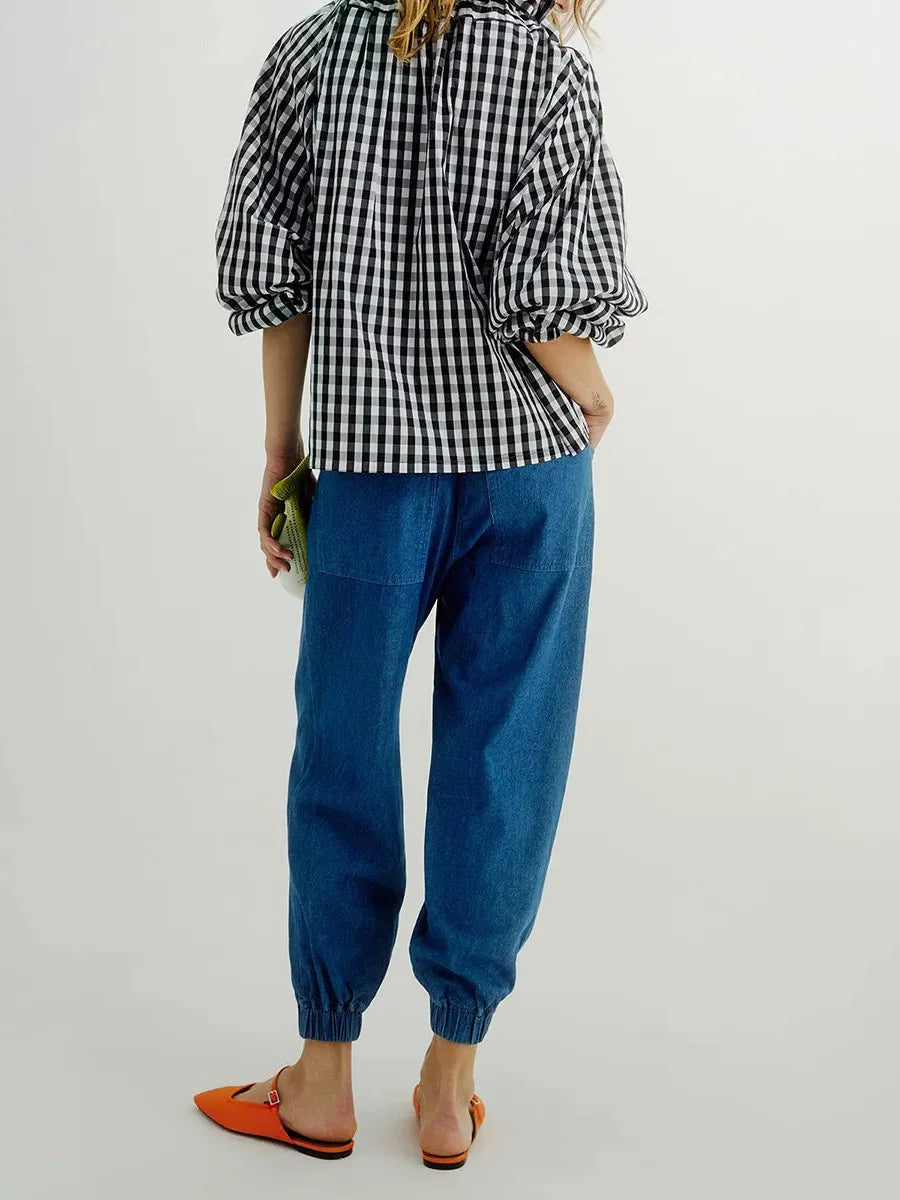 Puffed Cotton Blouse for Women - Lightweight, Casual Style - Perfect for Everyday Wear and Spring Outfits