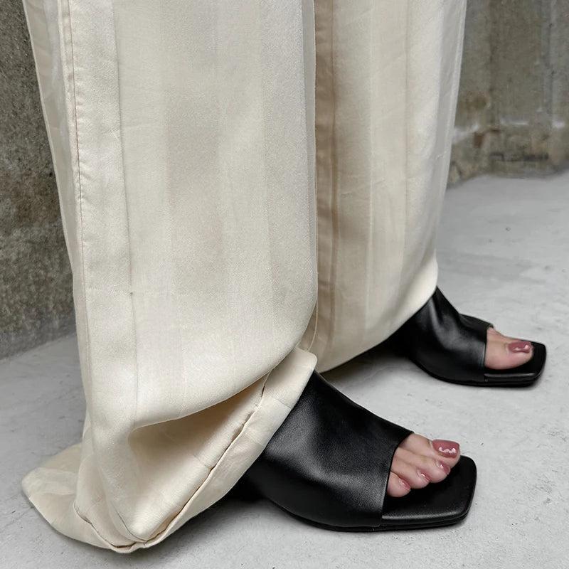 Red Leather Heeled Mules for Women - Stylish Slip-On Footwear for Casual and Dressy Occasions