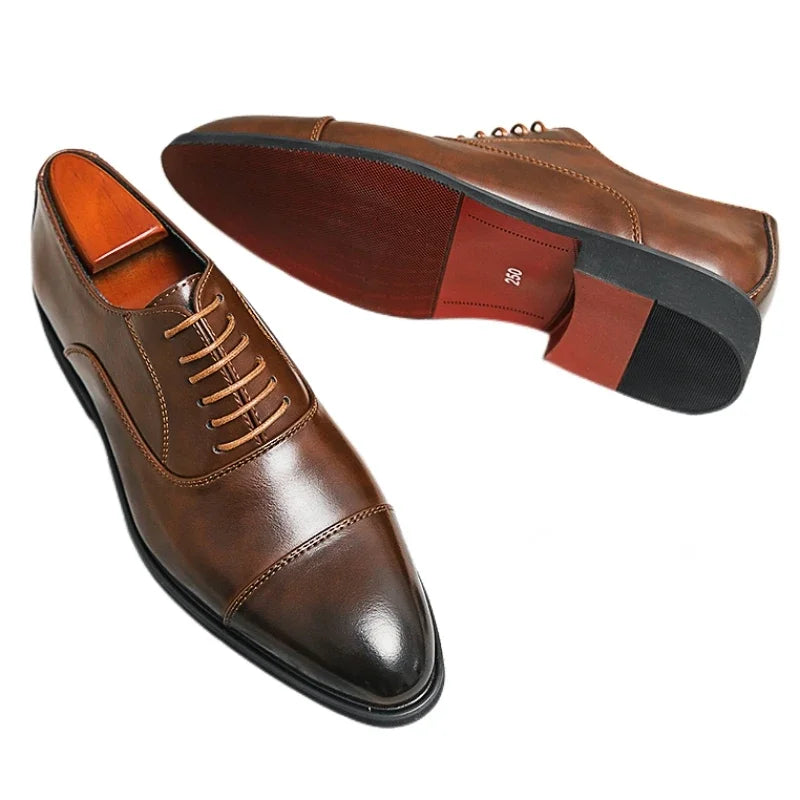 Red Leather Oxford Shoes for Men | Classic Dress Footwear for Formal and Casual Occasions
