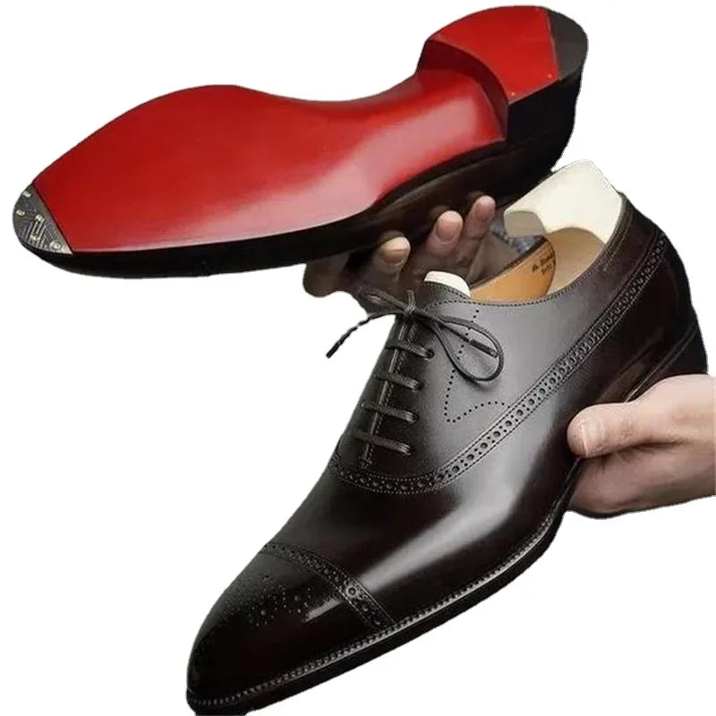 Red Leather Oxford Shoes for Men | Classic Dress Footwear for Formal and Casual Occasions