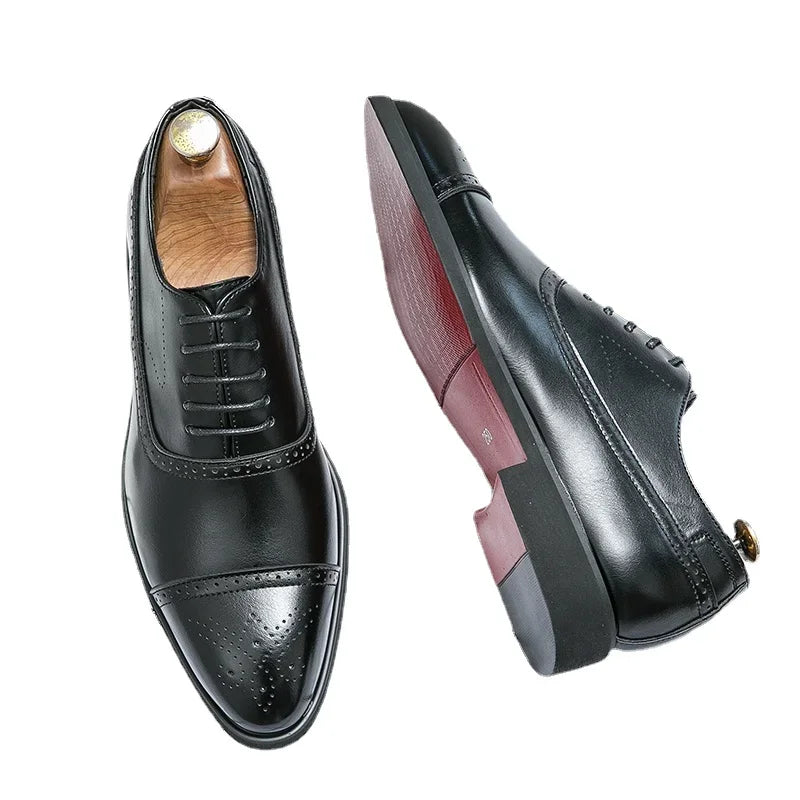 Red Leather Oxford Shoes for Men | Classic Dress Footwear for Formal and Casual Occasions