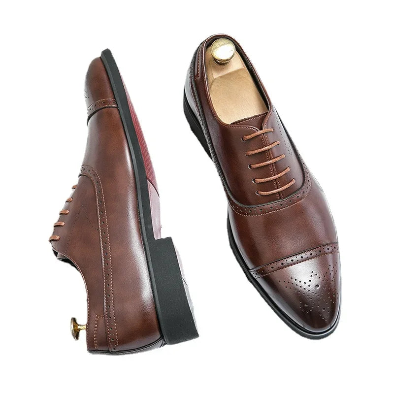 Red Leather Oxford Shoes for Men | Classic Dress Footwear for Formal and Casual Occasions