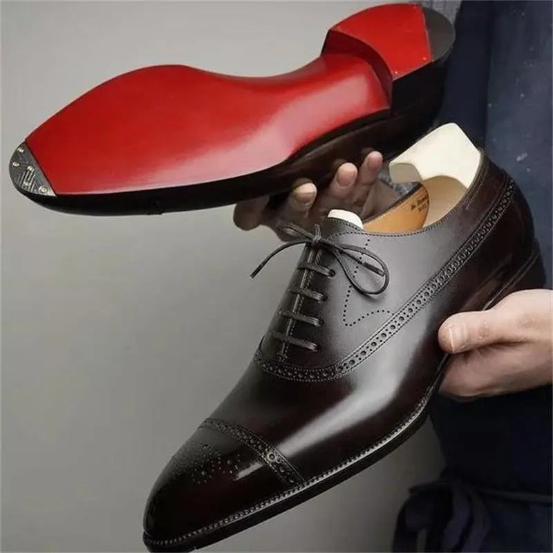 Red Leather Oxford Shoes for Men | Classic Dress Footwear for Formal and Casual Occasions
