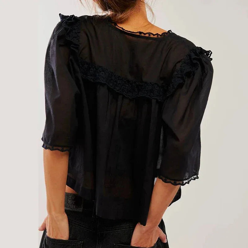 Ruffle Blouse in Lightweight Fabric - Elegant Casual Top for Women - Perfect for Work or Weekend Wear