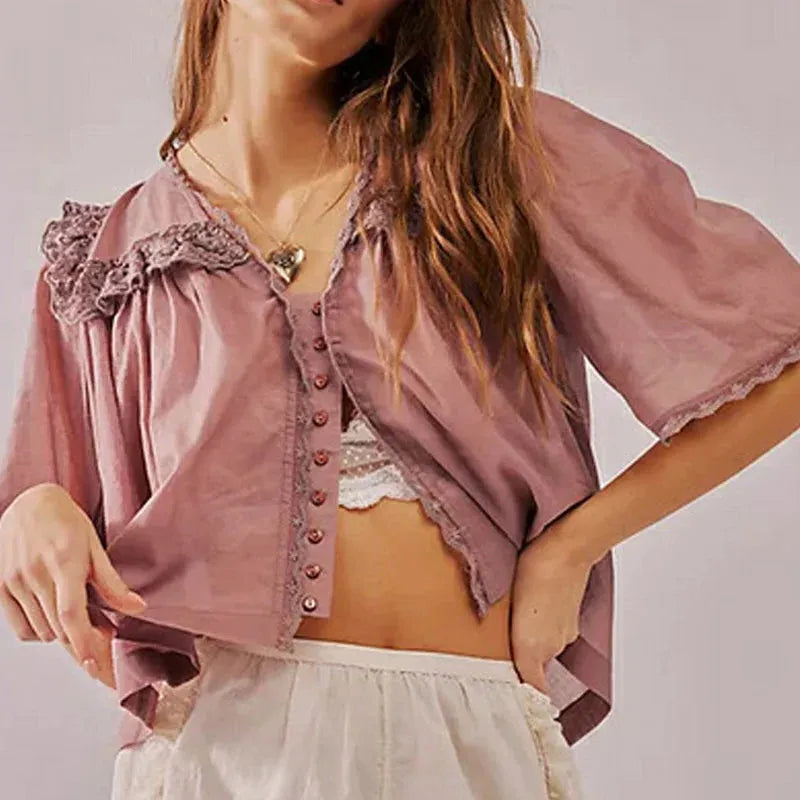 Ruffle Blouse in Lightweight Fabric - Elegant Casual Top for Women - Perfect for Work or Weekend Wear