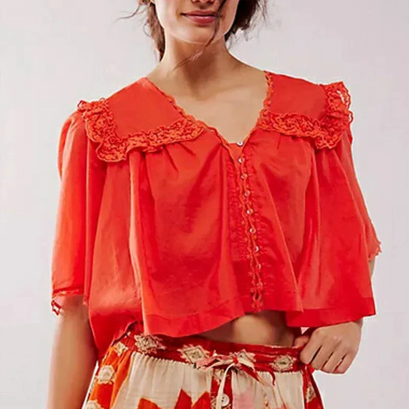 Ruffle Blouse in Lightweight Fabric - Elegant Casual Top for Women - Perfect for Work or Weekend Wear