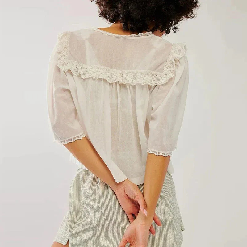 Ruffle Blouse in Lightweight Fabric - Elegant Casual Top for Women - Perfect for Work or Weekend Wear