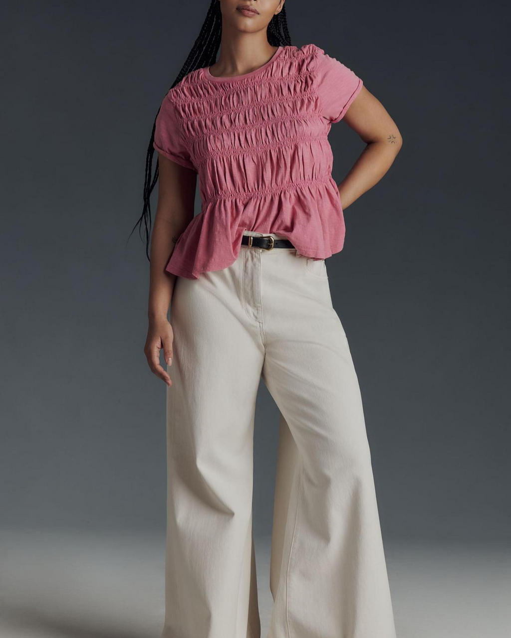 Ruffle Detail Women's Top in Lightweight Fabric for Casual or Dressy Occasions