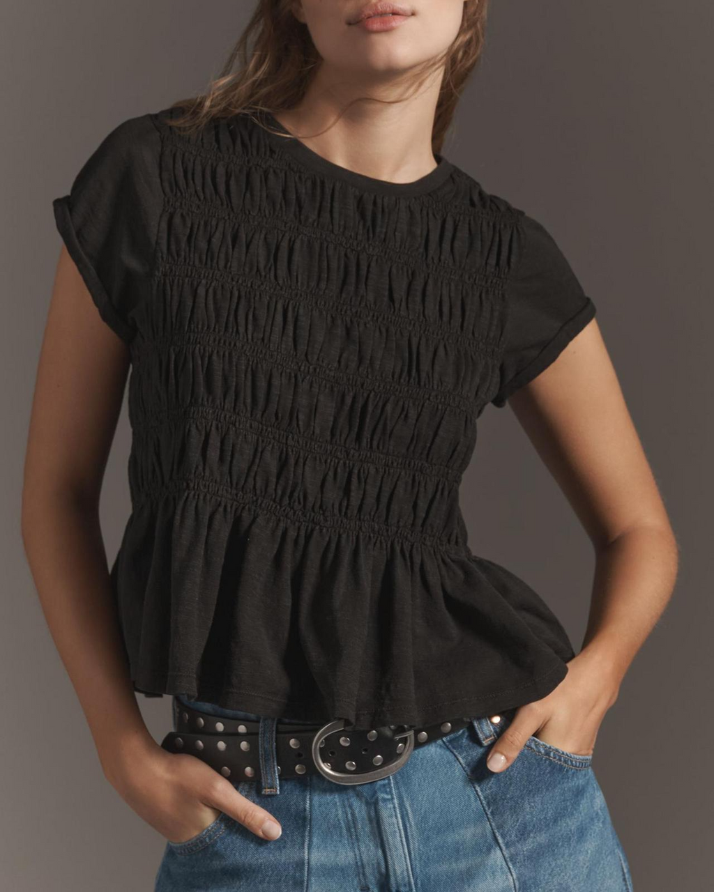 Ruffle Sleeve Women's Top in Lightweight Fabric for Casual Wear and Everyday Style