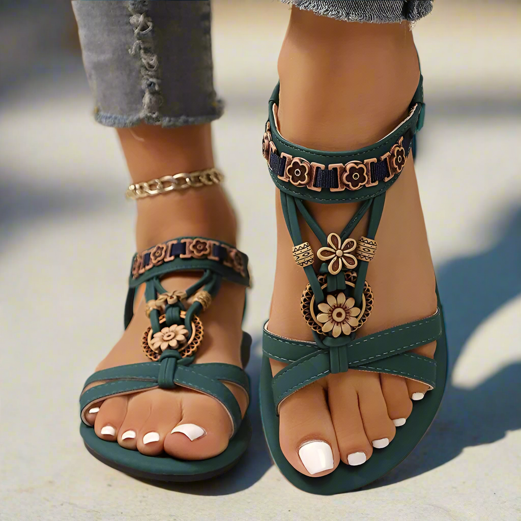 Bohemian Style Liora Sandals for Women - Comfortable Flat Footwear for Summer Casual Wear