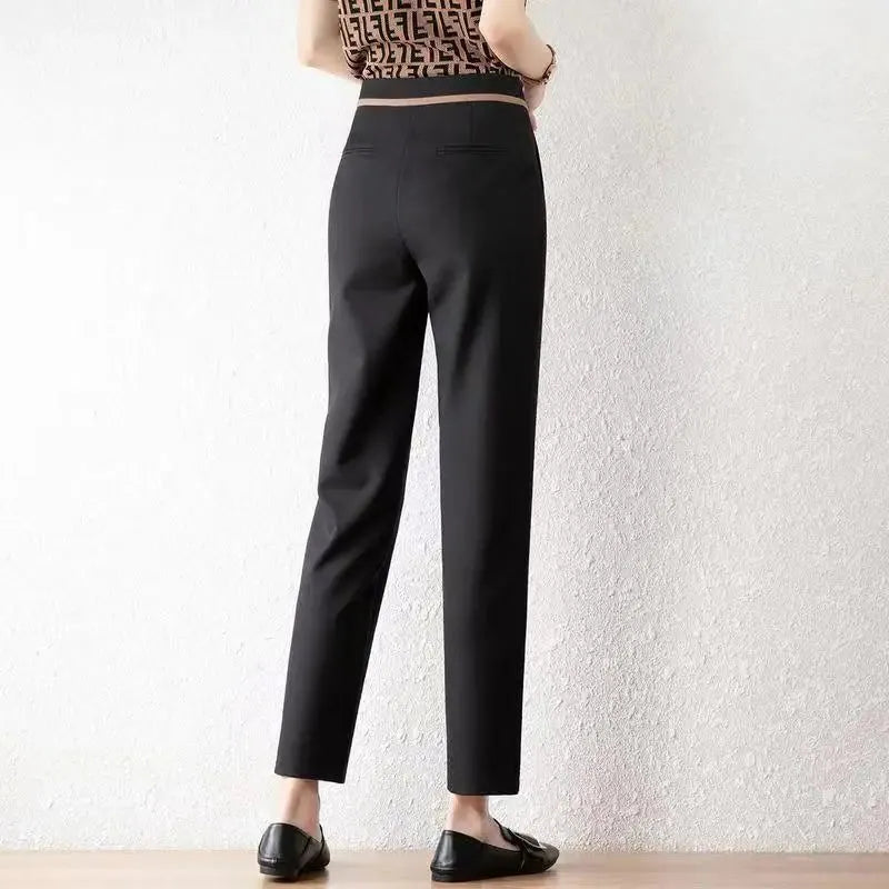 Straight-Leg Trousers for Women - Comfortable Cotton Blend - Versatile Casual or Office Wear - Available in Multiple Sizes