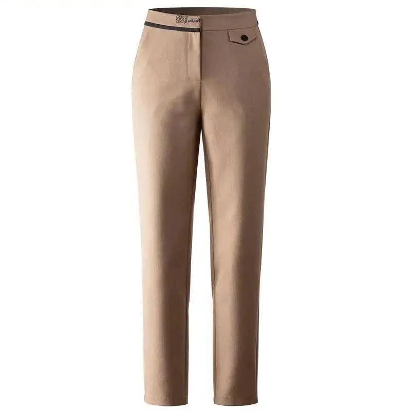 Straight-Leg Trousers for Women - Comfortable Cotton Blend - Versatile Casual or Office Wear - Available in Multiple Sizes