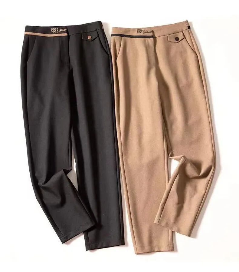 Straight-Leg Trousers for Women - Comfortable Cotton Blend - Versatile Casual or Office Wear - Available in Multiple Sizes